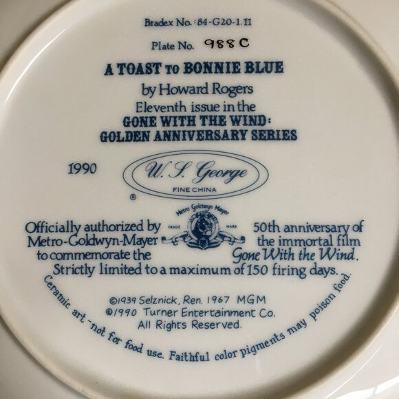 2/40 Gone With the Wind Golden Anniversary 'Toast To Bonnie Blue' Howard Rogers - Picture 5 of 10